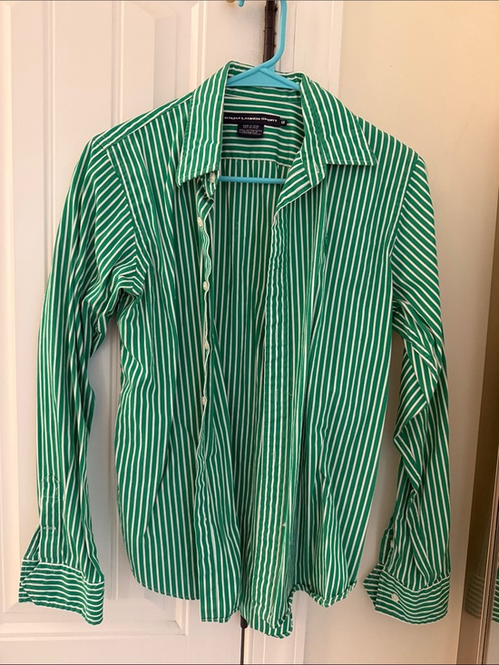 Polo Ralph Lauren Tops - Polo by Ralph Lauren Green and White Striped Button-Down Shirt